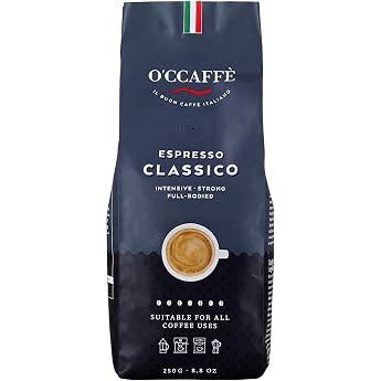 O'CCAFF&Egrave; Espresso Classico | 250 g Whole Coffee Beans | Strong, Intense Coffee with Fine Hazelnut Note | Barista Quality from