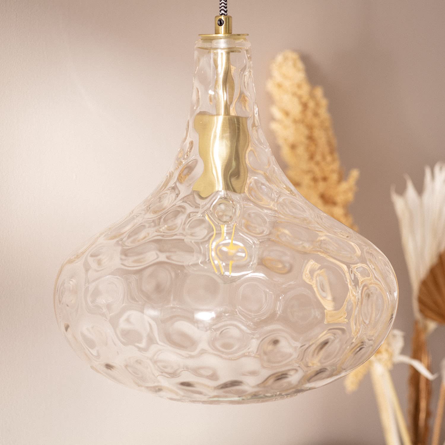 LEDKIA Lámpara Colgante Cristal Tassel Dorado | CasquilloE27