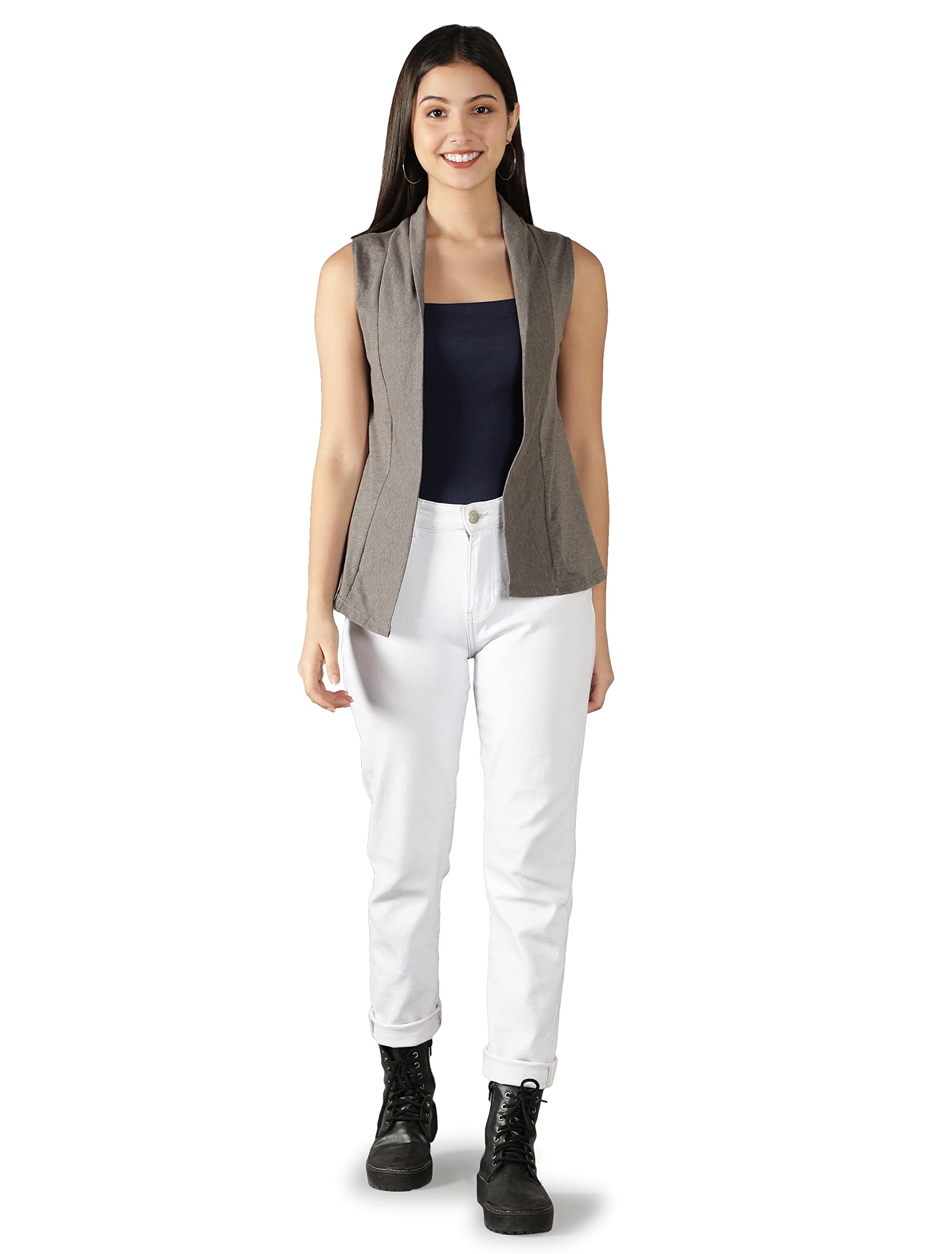 nimble Women's Open Front Sleeveless Cotton Short Shrugs | Modern Fashionable Cardigan for Casual & Formal Wear | Comfortable & Stylish Outerwear For Party-picture-25