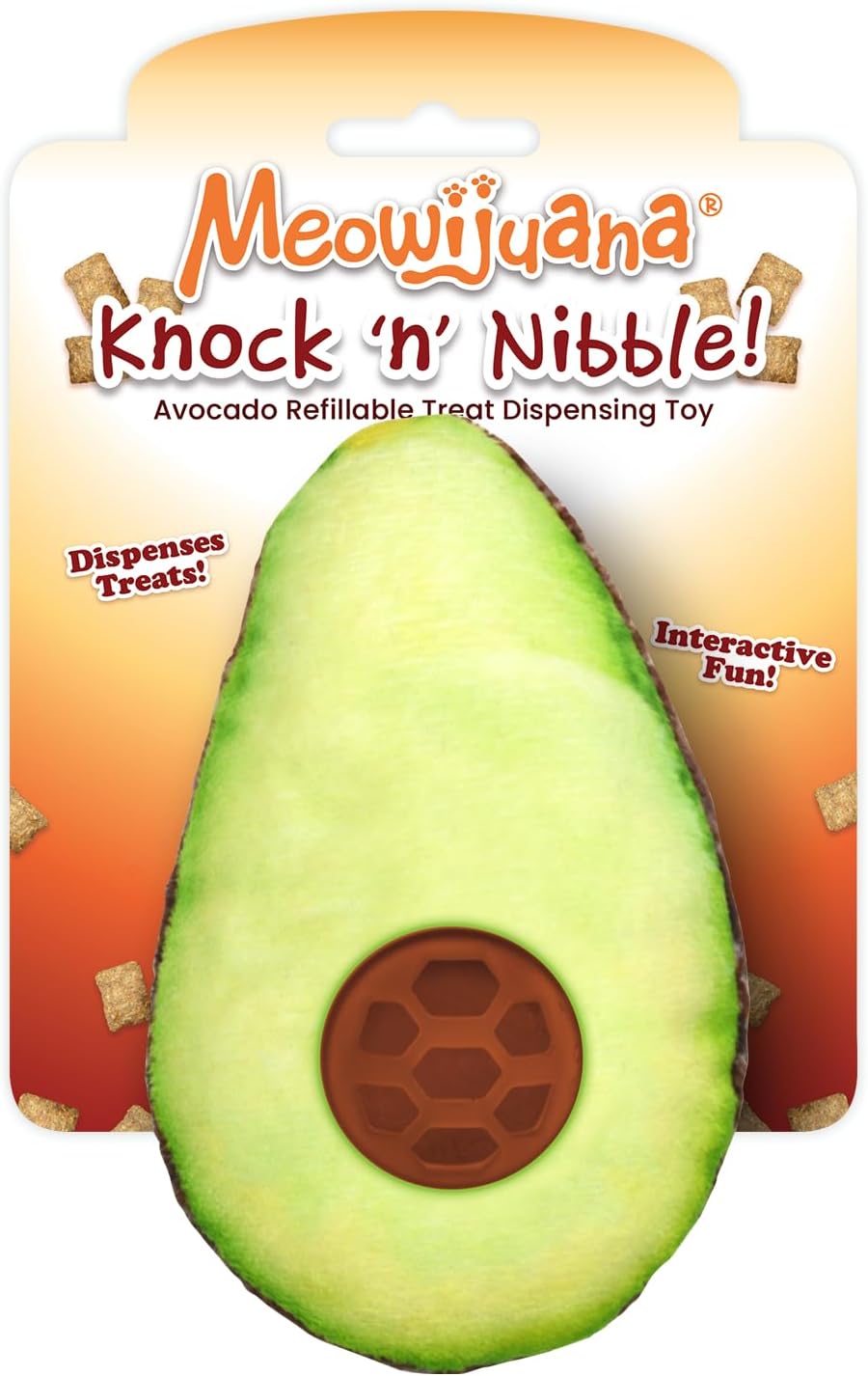 Meowijuana Knock 'n' Nibble Avocado Treat-Dispensing Cat Toy | Refillable