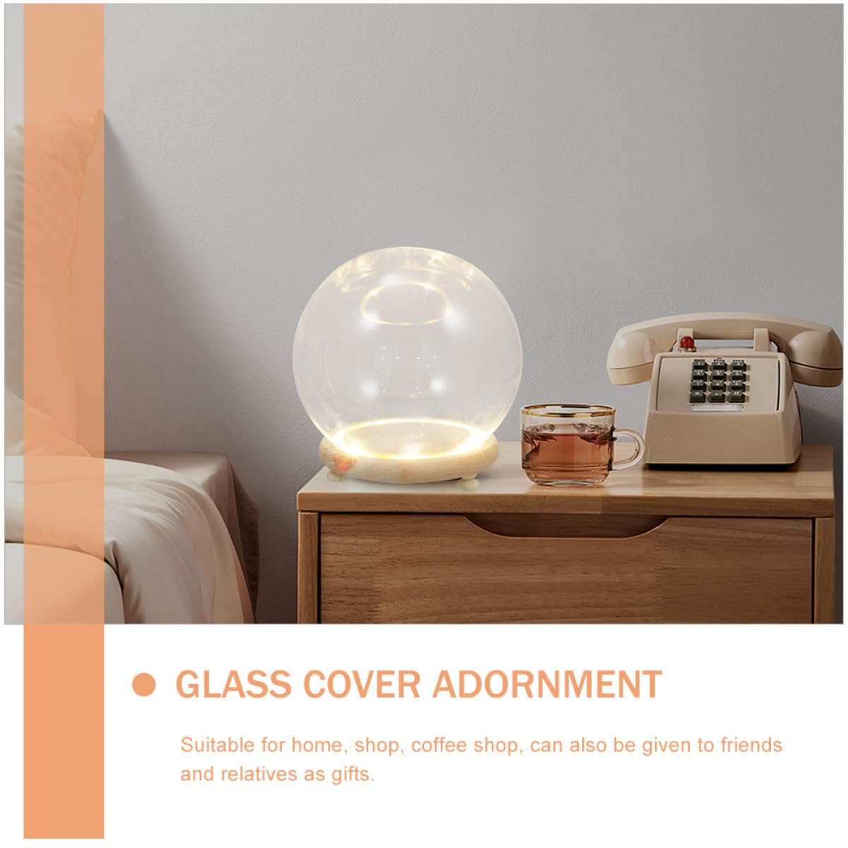 Cupola in Vetro Trasparente Base in Legno per Fiori Conservati e Micro Paesaggi Luminosi, Decorazione da Tavolo per Casa, Negozio e Caffetteria, Copertura Antispolvero per Piante