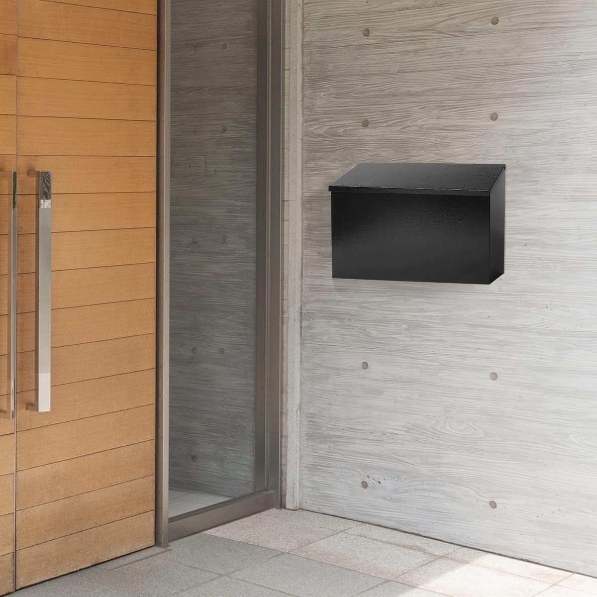 New Product Decaller Wall-Mount Mailbox, Mail Box with Large Capacity, Rust-Proof Metal Post Box for Outside, Black