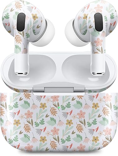 MightySkins Skin compatible con Apple AirPods Pro 2, flores neutrales, funda de vinilo protectora, duradera y única, fácil de aplicar, quitar y