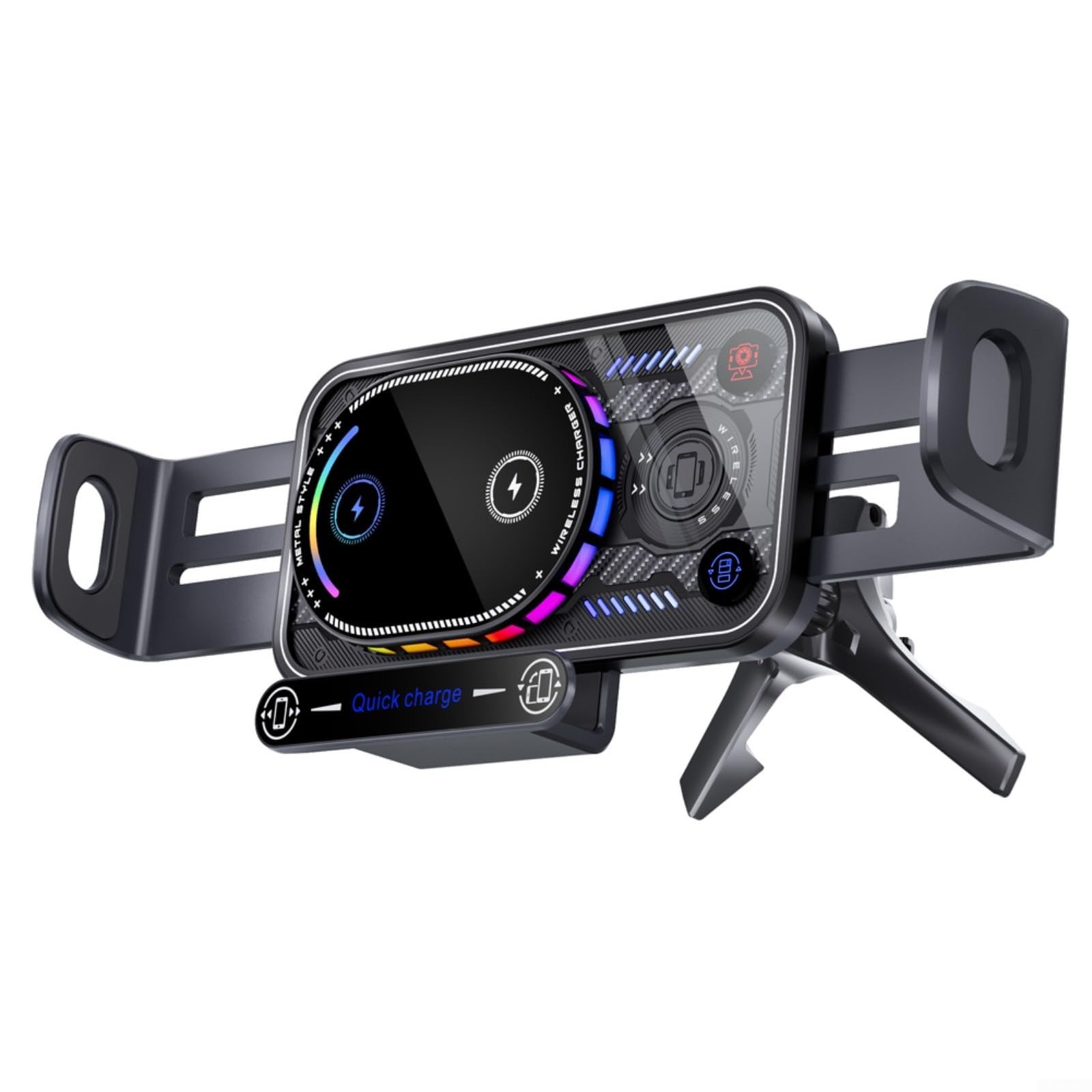 Cargador coche inalámbrico 15W rotación 90 grados para móvil plegable premium