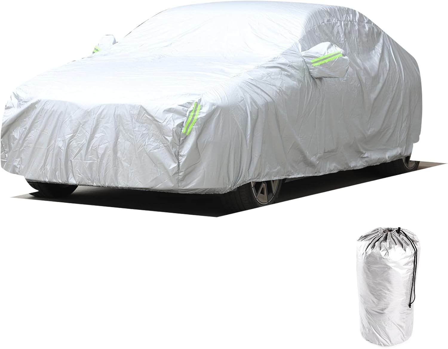 Car Cover Compatible with BMW 5 Series 2024 G60,Waterproof Heavy Duty All Weather Protection Snow Anti-UV Windproof Full Car Cover with Exterior Mirror Cover for BMW G60 Accessories (Silver)