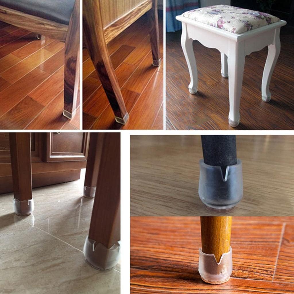 10 Pieces Clear Chair Leg Floor Protectors Furniture Pads Round Leg 17-21mm|Silicone Chair Leg Protectors (10 Pieces) – Anti-Scratch Furniture Cups with Felt Pads – Transparent Floor Guards
