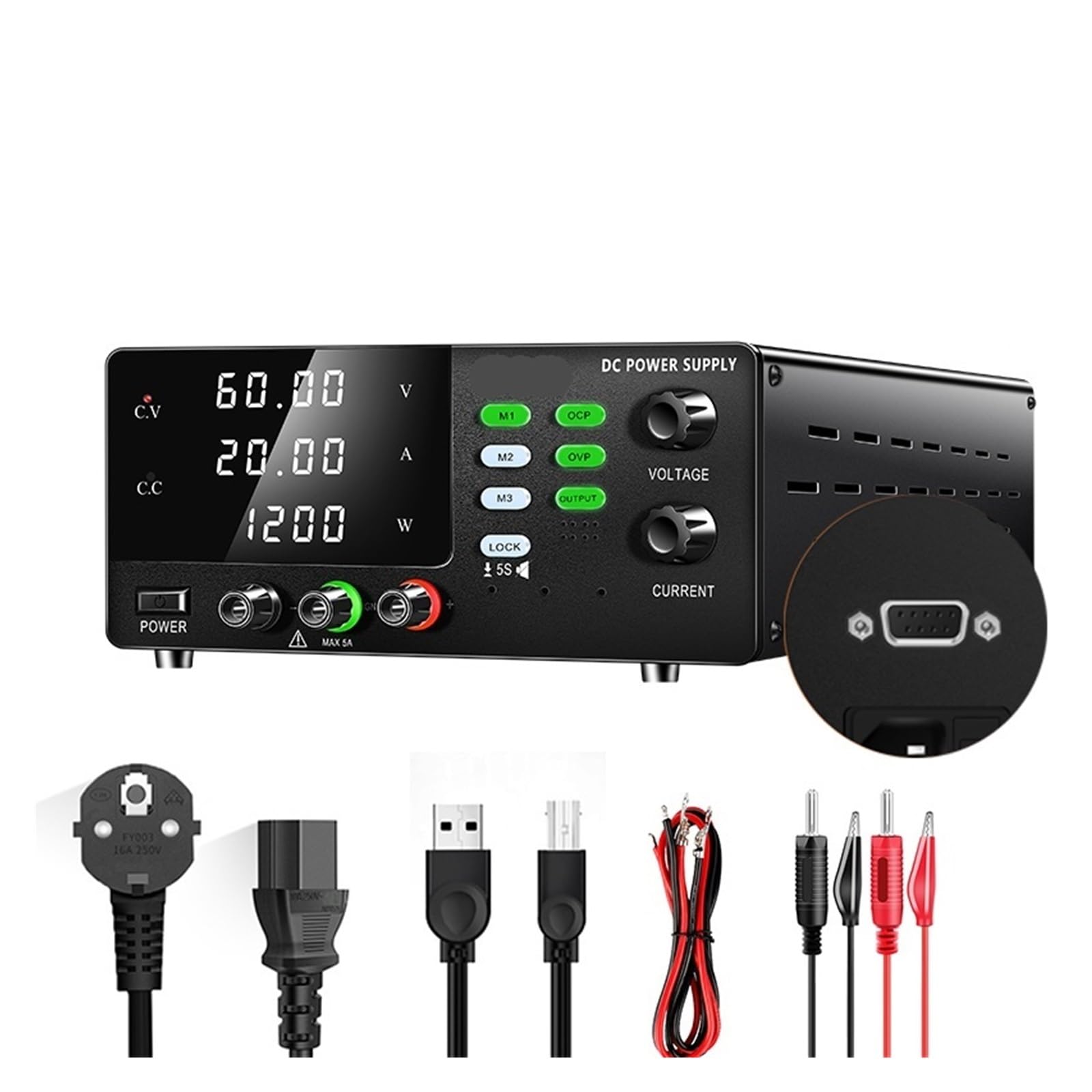 BALYDLUL 1PCS Programmable Bench DC Power Supply,60V 20A,30V 30A,15V 30A,(30V30A 900W-232,AC 110V)
