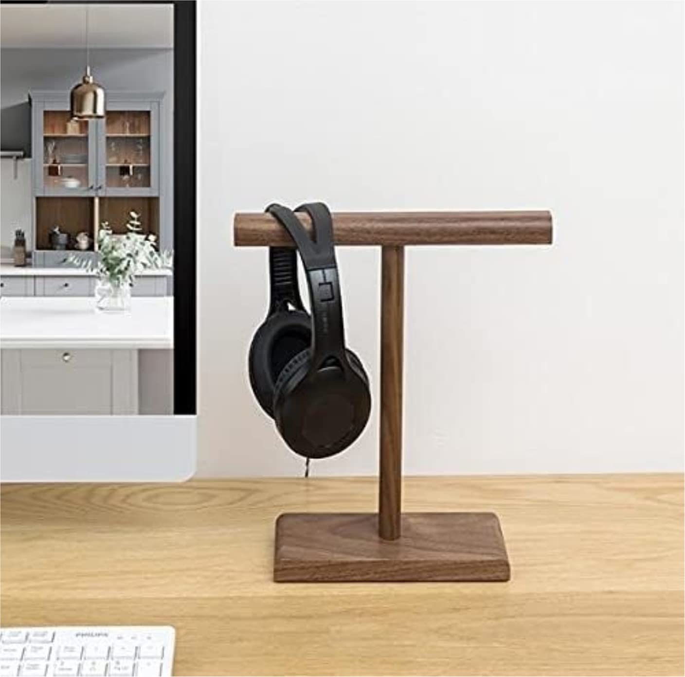Support Support De Casque Créatif en Bois avec Base Lourde Solide pour Toutes Les Tailles Casque(A)