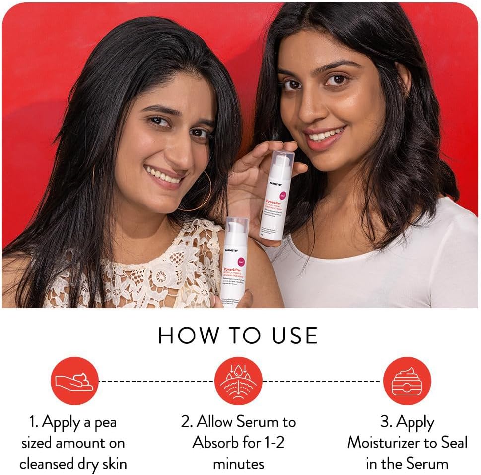 Farmistry PowerLifter | 2% Retinol, Vitamin C, Peptide, Azelaic Acid | Retinol Serum | Targets - Dullness, Skin Texture, Fine Lines, Dark Spots | 30gm