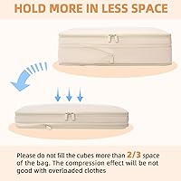 Vista 5 de BAGAIL 4 juegos/6 juegos/8 cubos de compresión para embalaje, accesorios de viaje, organizadores de embalaje expandibles (malla cuadrada, 06-beige)