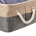Amazon Basics Two Tone Linen Storage Basket Bin with Handles, Set of Two, Small