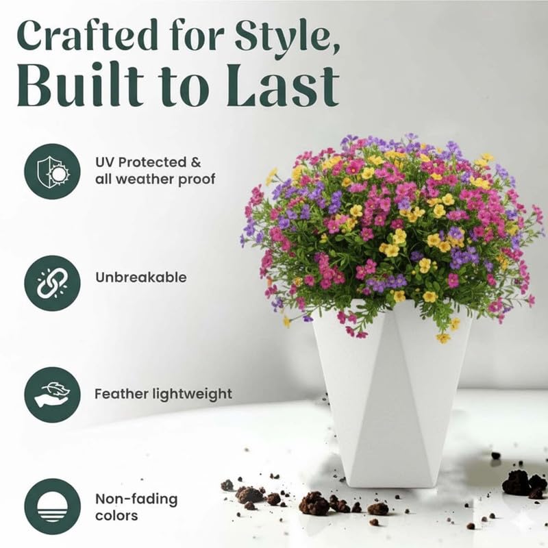 Image of Amazon Brand - Umi Diamond 12 Inch Pots for Planter & Flowers Big Size Gamla - Lightweight, Durable Outdoor & Indoor Planters, Perfect for Balcony & Terrace Gardens (White)