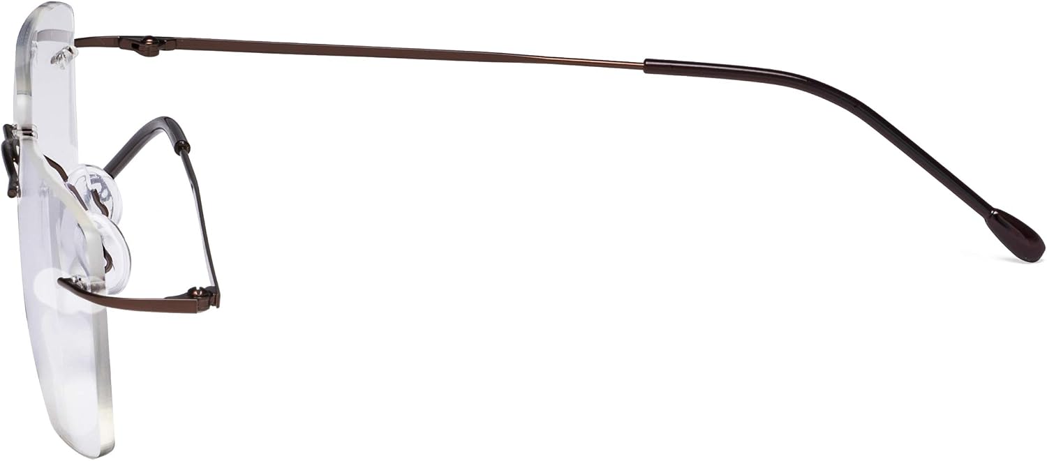 CessBlu Rimless Reading Glasses Lightweight Readers for Men (Brown) +1.0 - Image 4
