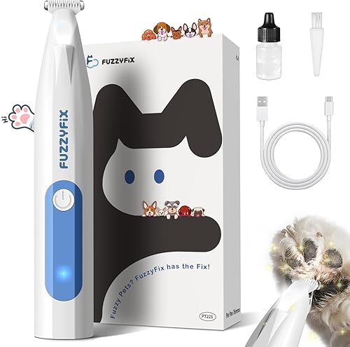 Recortadora de patas de perro con luz LED, recortadora de patas de bajo ruido para perros, kit de aseo recargable tipo C para perros, cortapelos