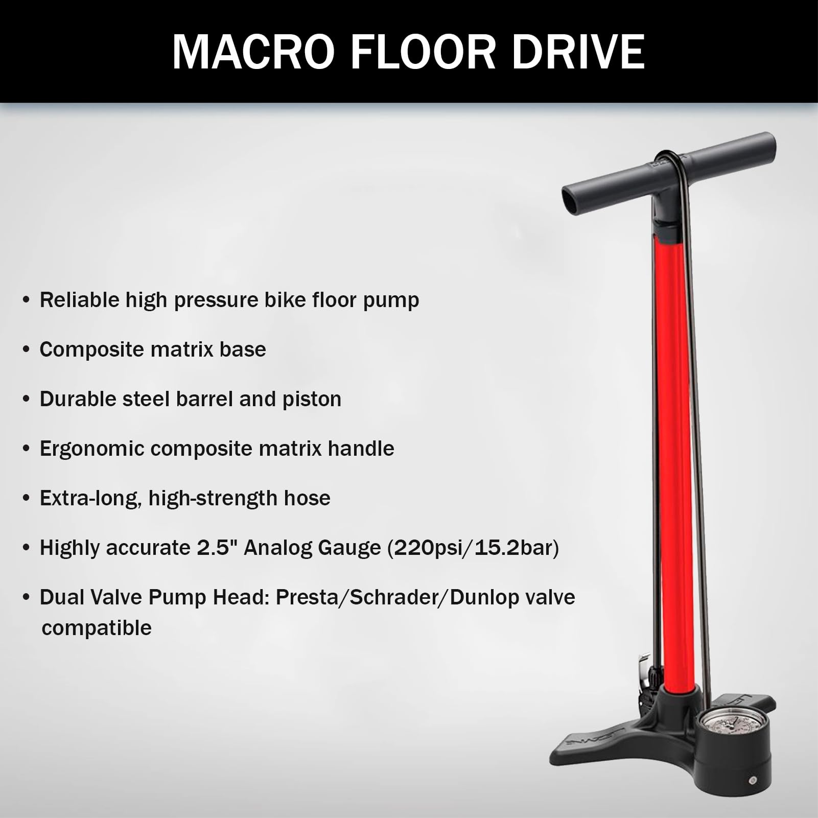 Amazon | レザイン (LEZYNE) マクロ フロアドライブ レッド Max220psi 
