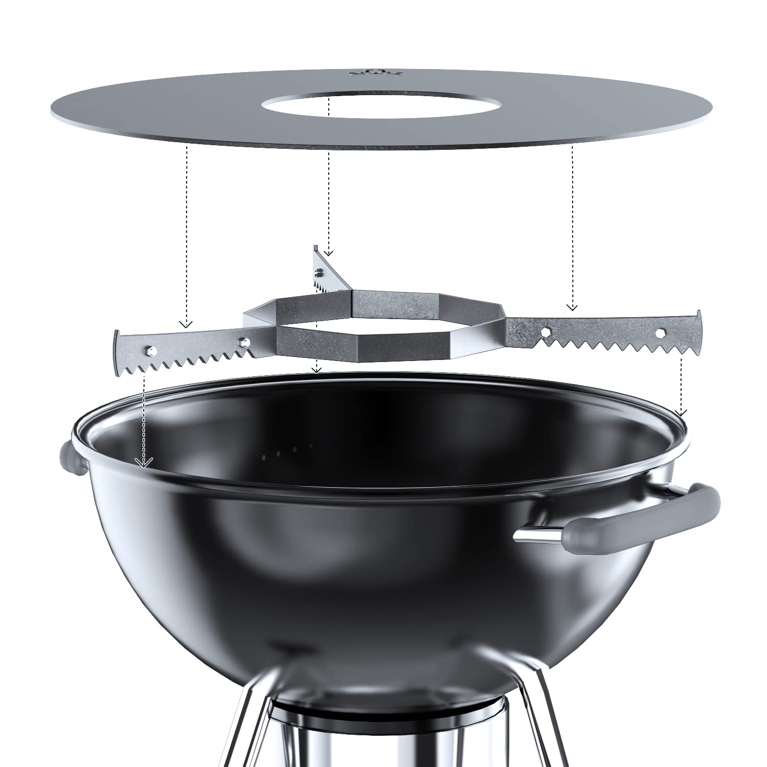 teileplus24 FR08 Grillmeister Set | 3-teilig | Grillring 80 cm + Grilleinsatz ø 20cm + Auflageleiste, Größe:Grillring 80cm Grilleinsatz Abstandshalterleiste