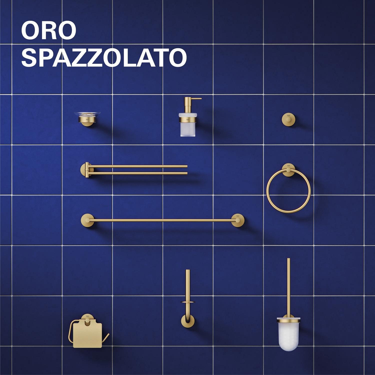 GROHE Start Portarotolo con Coperchio (Metallo, Fissaggio Nascosto, Viti e Tasselli Inclusi), Dimensione 167 x 119 mm, Oro Spazzolato Cool Sunrise, 41067GN0