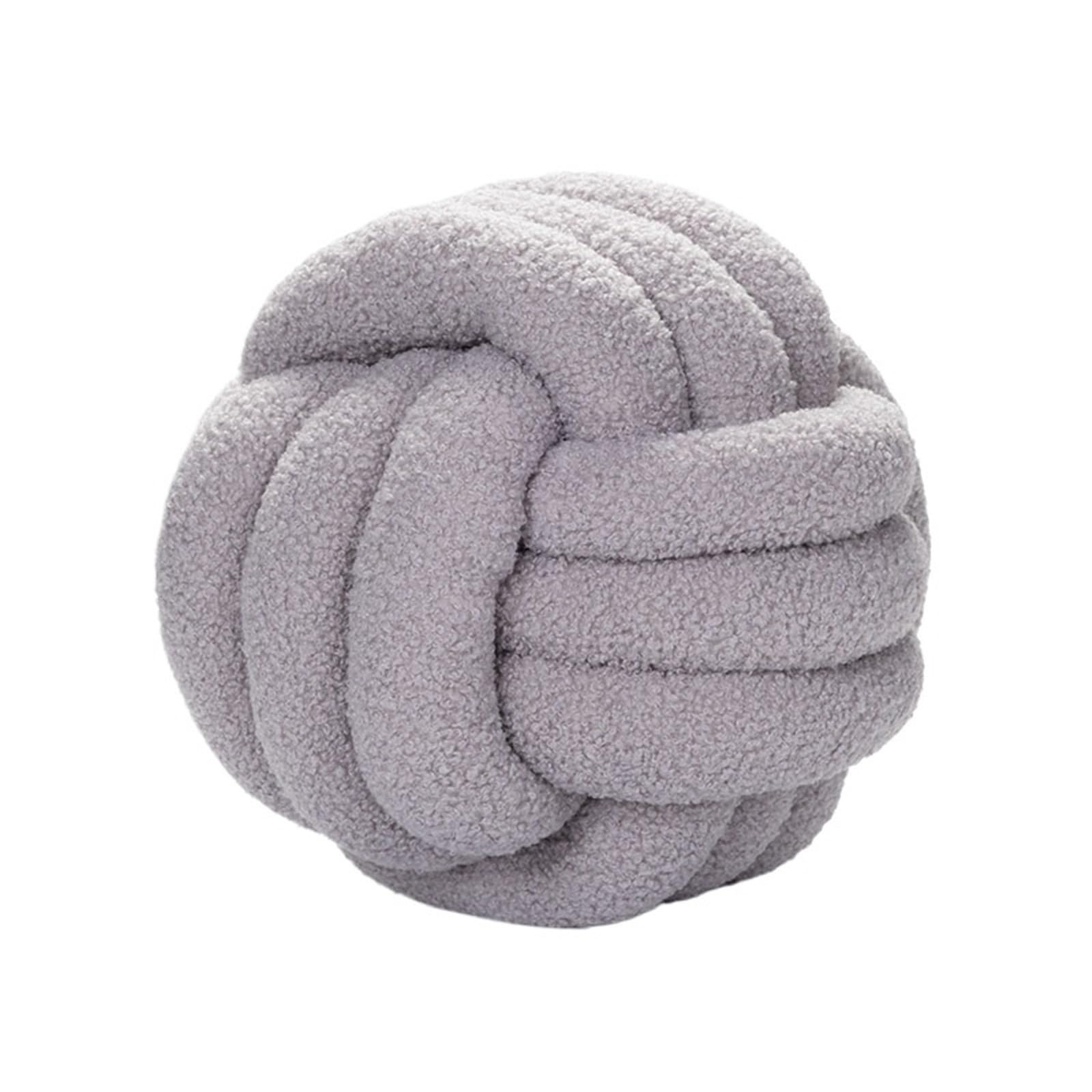 ZHSOAO Home Decoration Knotted Ball Pillow Indeformable Plush Hand-woven for Couch, Sofa, Bedroom(Light gray)