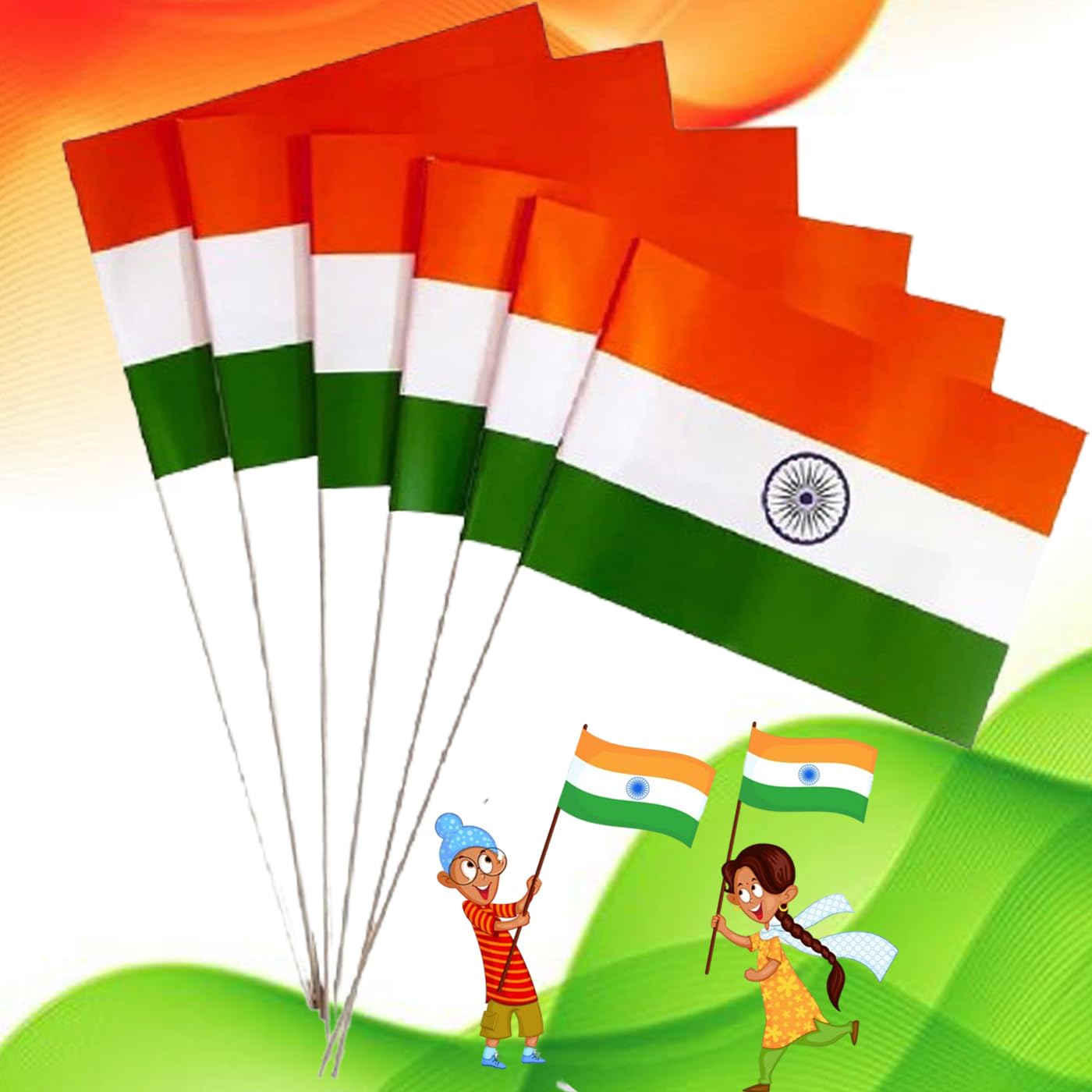 Prime Set Of 6 Pcs Small Size India Hand Waving Flag/Indian Tiranga Trilcolor Flags with Stick for Independence Day Republic Day Celebration Pack Of 1 (B0B7GCCGXY) Amazon Price History, Amazon Price Tracker