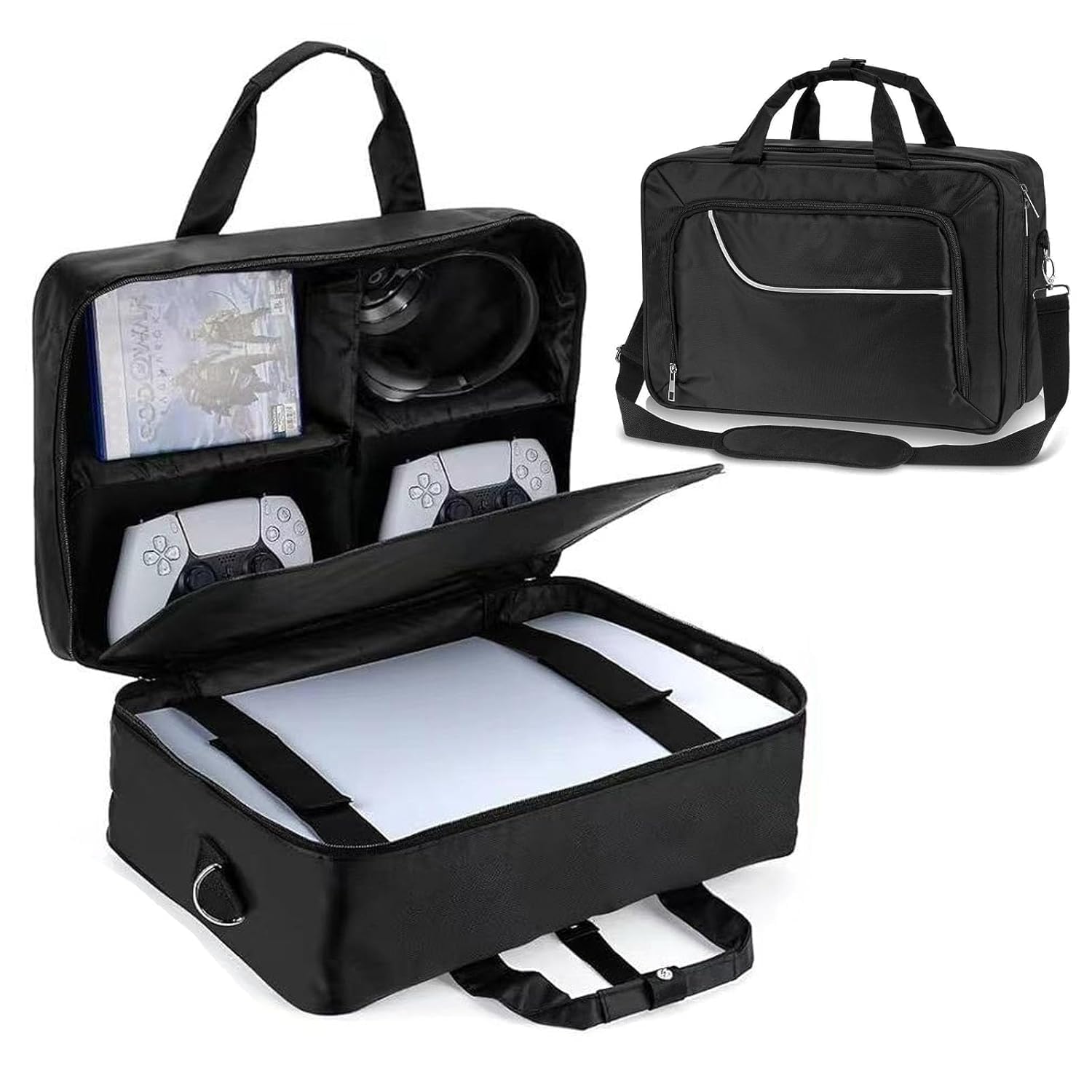 Kottwca Tasche Kompatibel mit Disk/Digital Edition, Spielconsole, Reisetasche für Konsole Controller, Spiel-Discs, Gaming Headset und anderes Zubehör-Schwarz