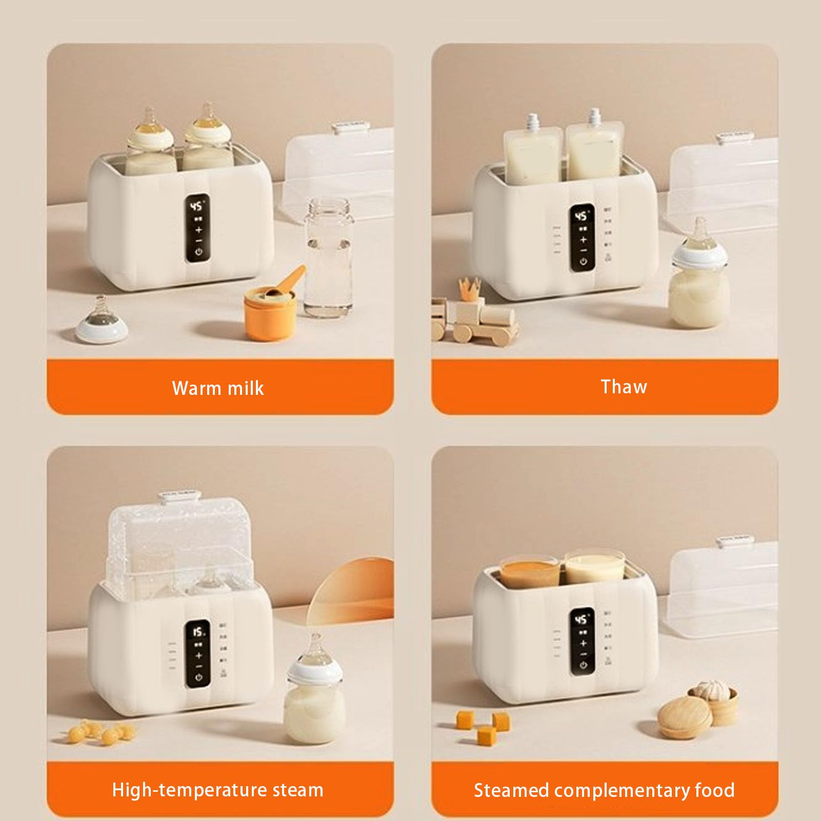 TOPINCN Calentador Rápido de Biberones Doble Calentador de Leche, Apagado Automático, Descongelación, Temporizador Calentador Rápido de Biberones para Leche Materna con Control de