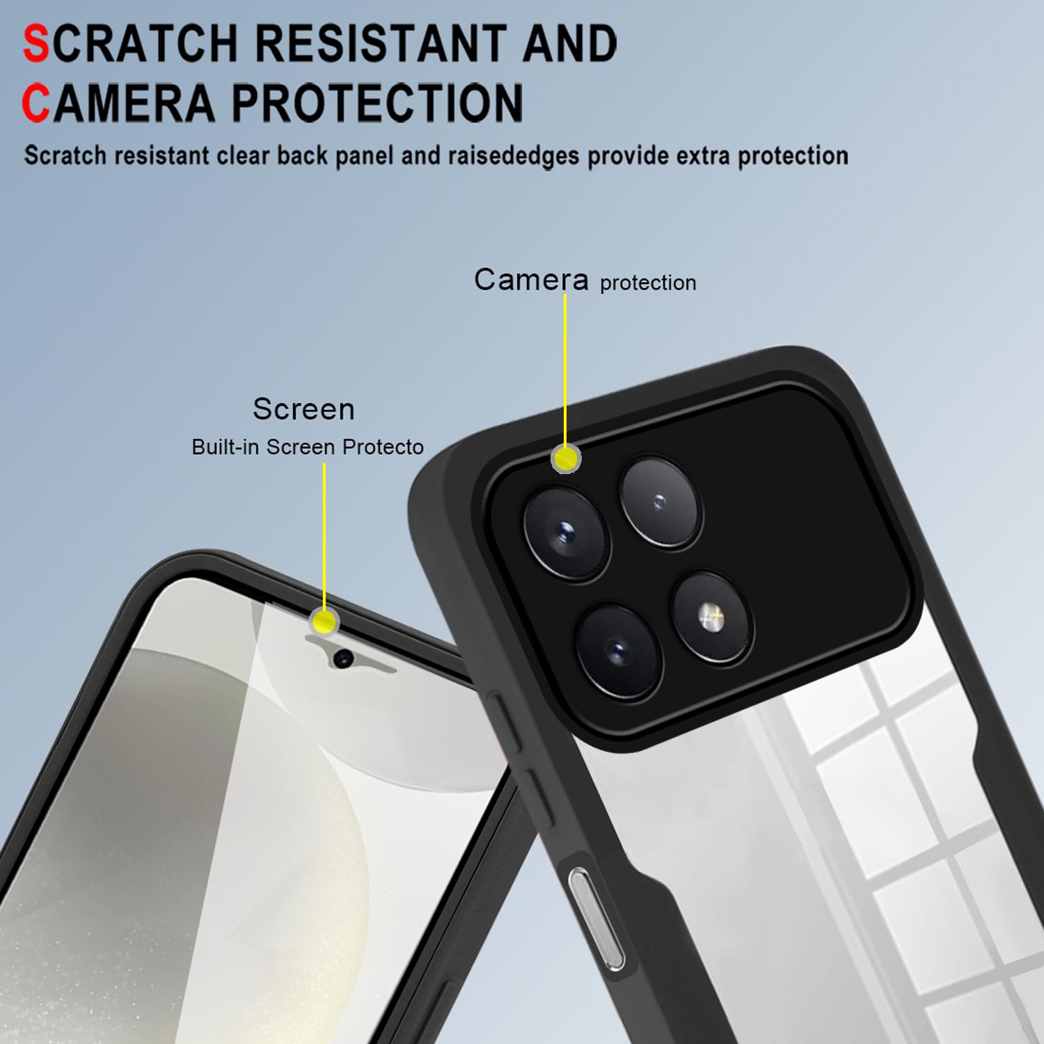 TPDRUY Funda Para Xiaomi Poco F7 Pro 5G Case Transparente Uso Rudo