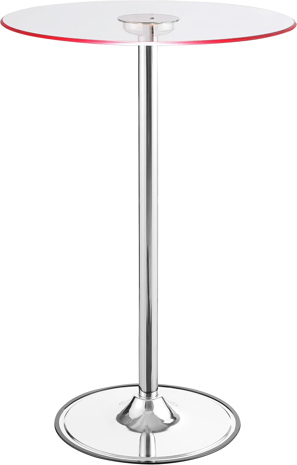 Coaster Home Furnishings - Thea - Glass & Metal - 28-Inch Round Table with Small Tempered Glass Top and LED Lights - Dining Room & Home Bars - Chrome - 122400