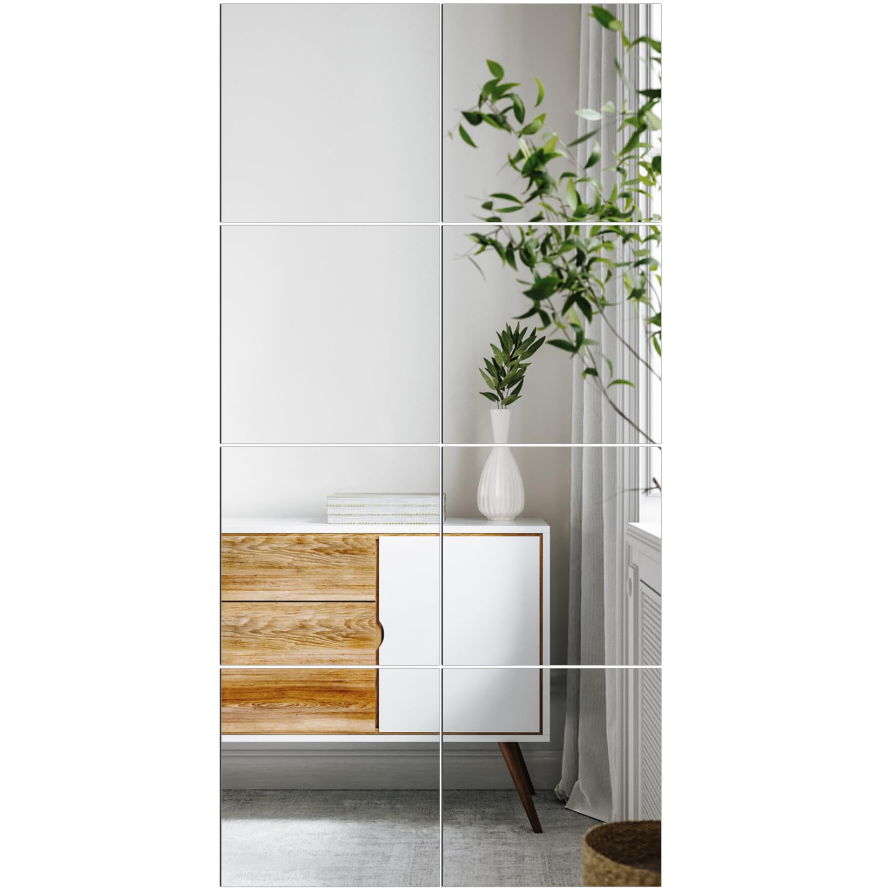 Self-Adhesive Mirror Tiles, 30 x 30 cm, Pack of 8, Flexible Acrylic Adhesive Mirror, DIY Mirror Film, Wall Mirror, Self-Adhesive Mirror for Gluing, Decorative Mirror for Wall, Cabinet, Bedroom and-image-48