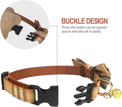 Miniatura 3 de KUDES Paquete de 2 collares para perro con pajarita y campanas collar ajustable para perros pequeños medianos grandes y mascotas