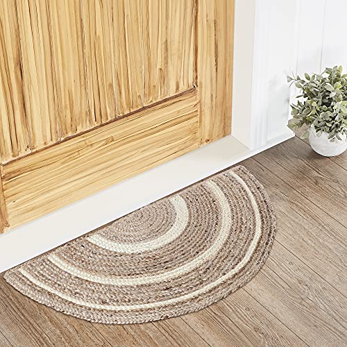 Tapete semicircular 16.5x33 pulgadas natural y crema miniatura 2