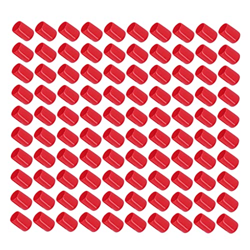 100Pcs PVC Round Flexible Flame Retardant Screw Thread Protector, Red, Oil Resistant, Wide Application (12mm)