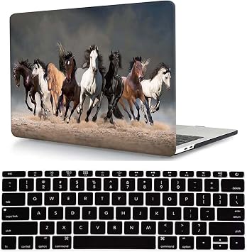 Laptop Case Compatible with MacBook Air 13 inch Case 2017 2016 2015 2014 2013 2012 2011 2010 Release Model A1466 A1369, Plastic Hard Shell Case Cover & Keyboard Cover Skin - Eight Horses