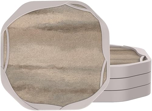 Miniatura 10 de UMIRRO Posavasos absorbentes para bebidas, posavasos de silicona retro rústico con inserto de fieltro para decoración de mesa de café, estilo 24.