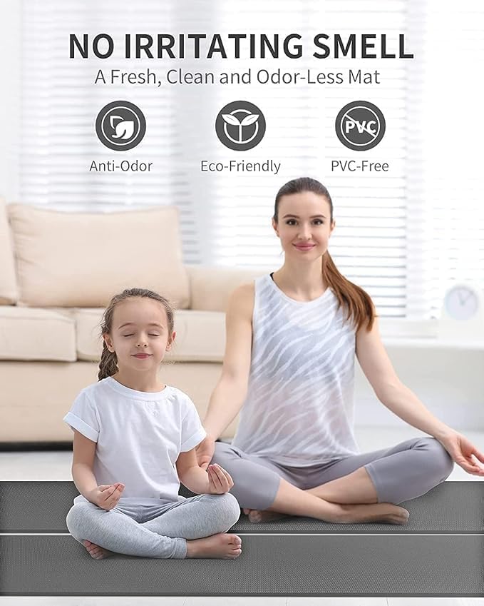 Image of Furnishing Yoga Mat with Anti Skid Yoga mat for Gym Workout and Flooring Exercise Long Size Yoga Mat for Men and Women, Boys and Girls 4mm (Grey, 4 mm)