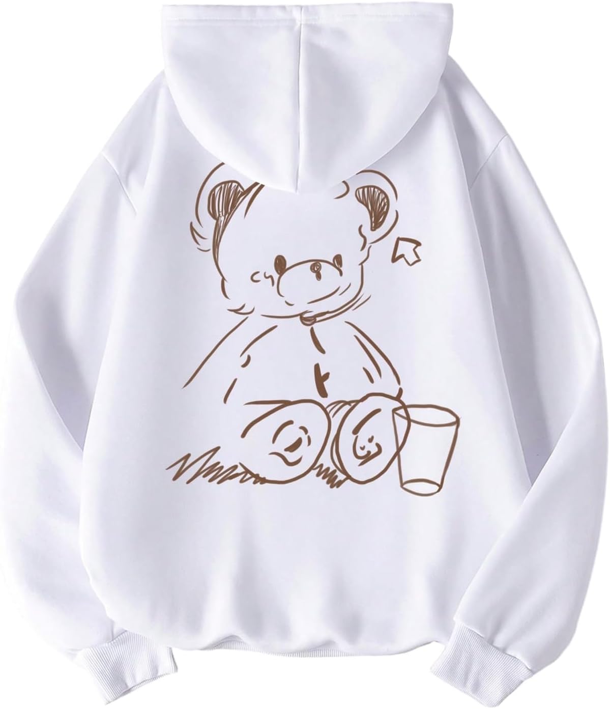 SweatyRocks Women's Oversized Graphic Hoodies Pullover Long Sleeve Bear Print Sweatshirt with Pocket