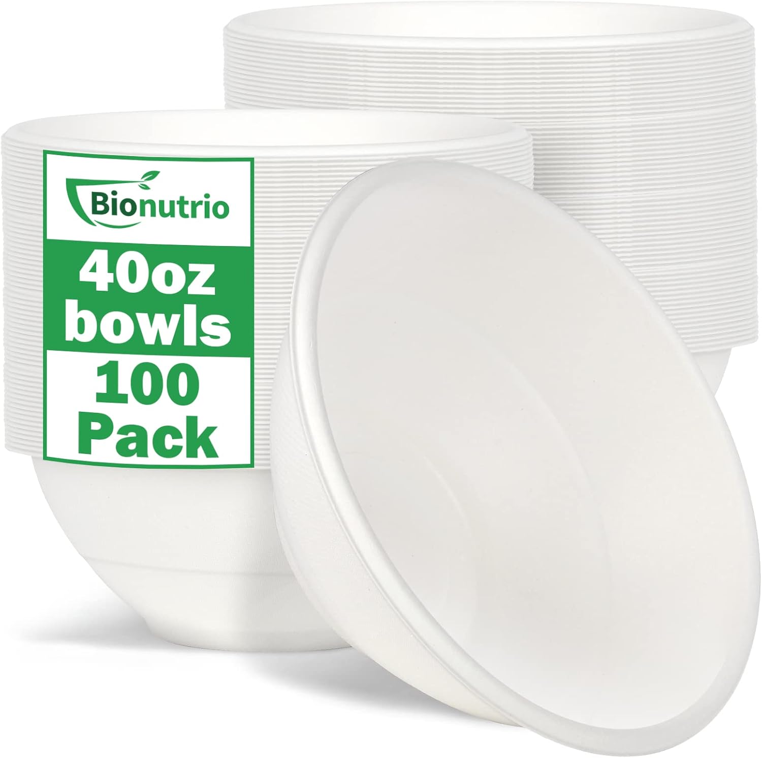 40oz Large Paper Bowls Disposable, 100 Pack Disposable Heavy Duty Bowls