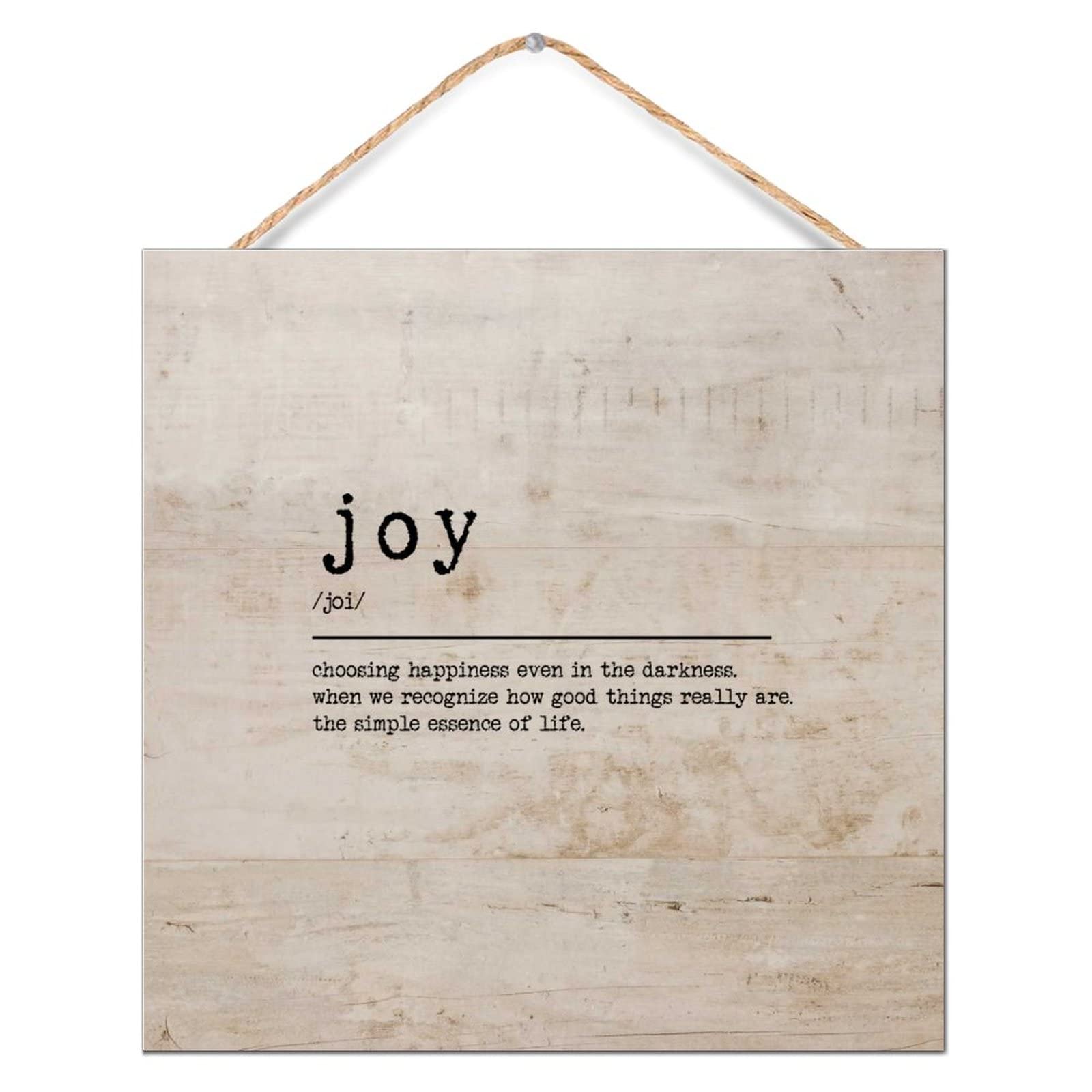 Plaque murale décorative en bois Joy Noun pour créer un salon esprit campagne chic