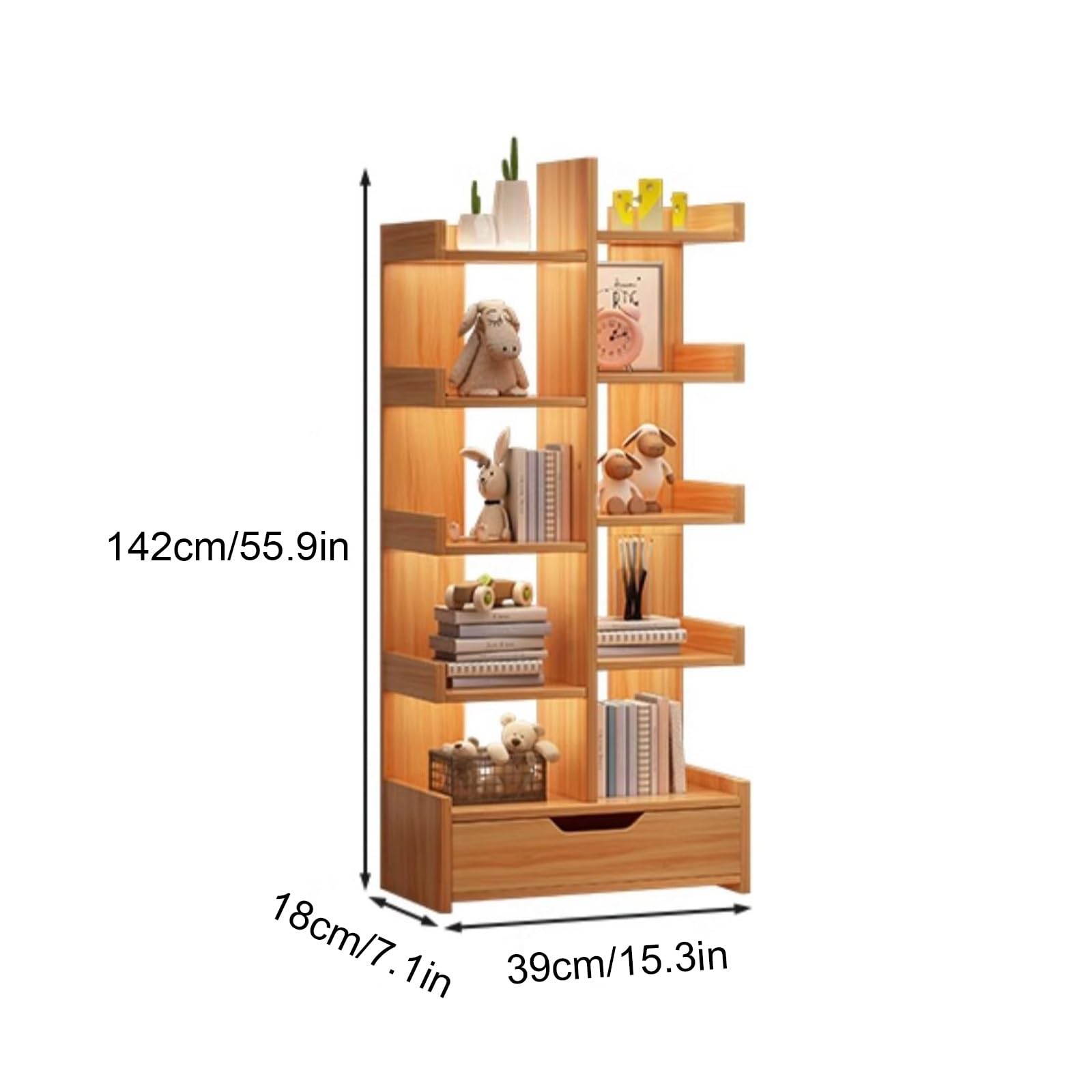 Libreria Verticale Moderna A Torre, Scaffale Autoportante, Mobile Di Stoccaggio Angolare Scaffale Da Espositore, Per La Decorazione Di Casa E Ufficio(Beige)