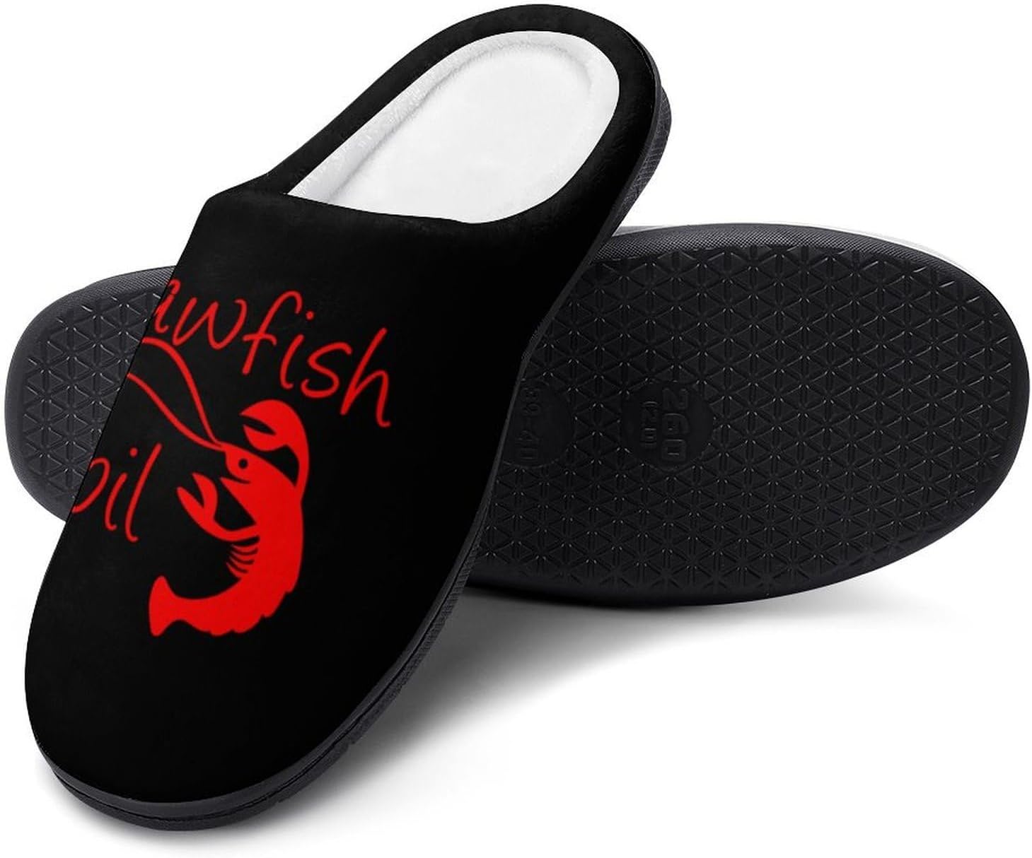 Crawfish Women's House Slippers Memory Foam Warm Shoes Spa Rubber Sole Indoor Outdoor