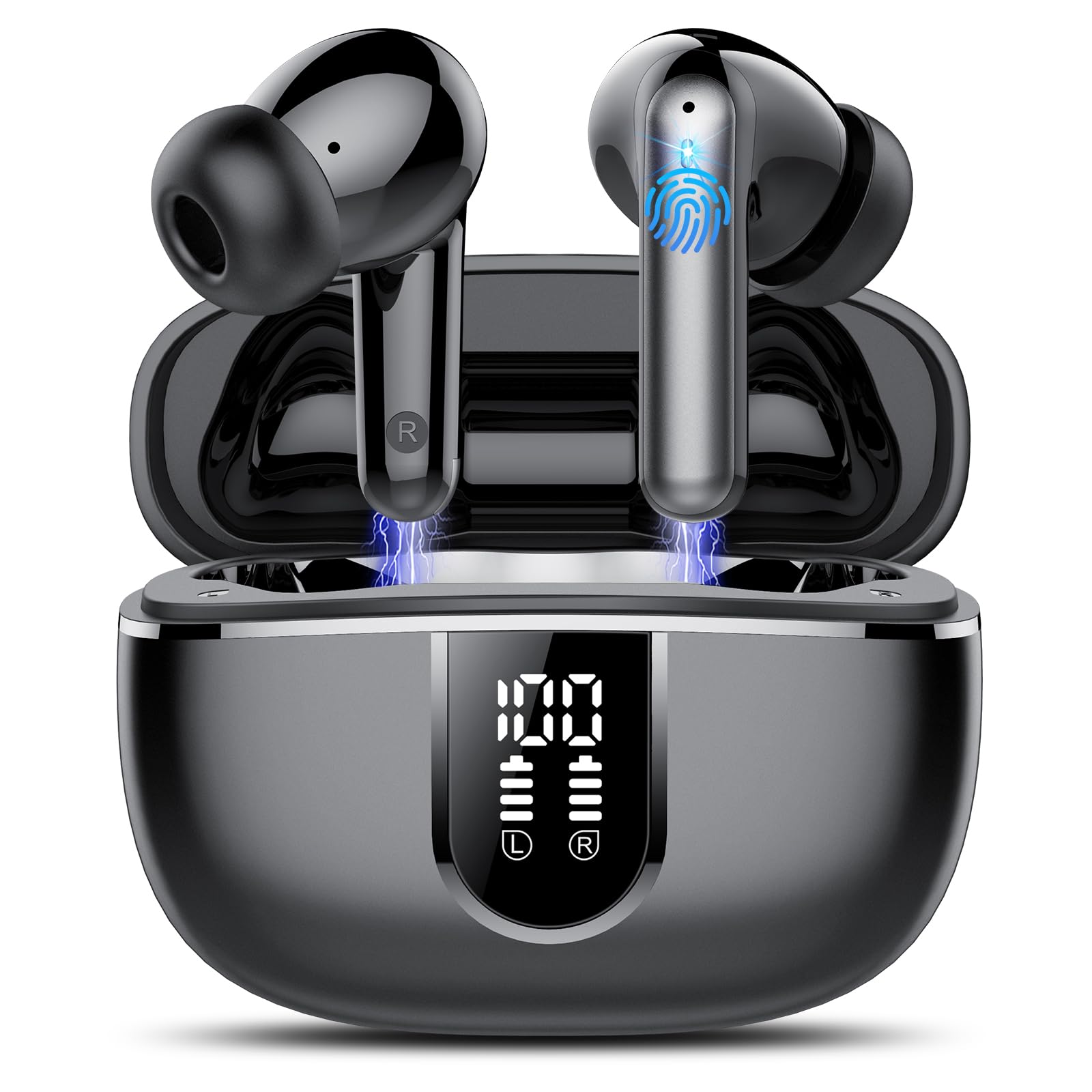 2026 AI Ecouteur Traducteur Instantané, 50H Traducteur Vocal Temps Réel Sans Fil avec 164 Langues, IPX7 Étanche Casque, 4 ENC Appel Réduction Antibruit Mic, Basses Profondes for iOS Android (Noir)
