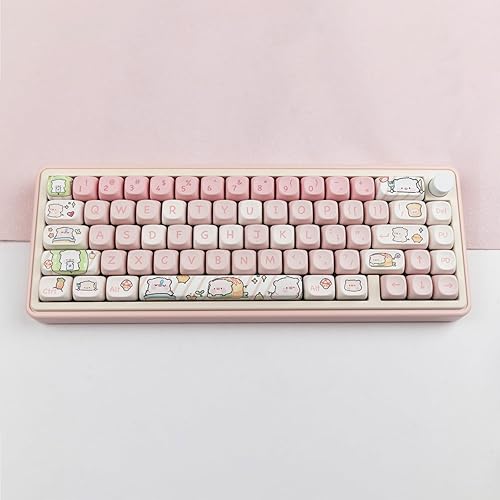 Miniatura 3 de Hyekit Teclas PBT - Teclas MOA de 145 teclas con perfil MOA de cerdo rosa, juego de teclas de sublimación de tinte para teclado mecánico Cherry