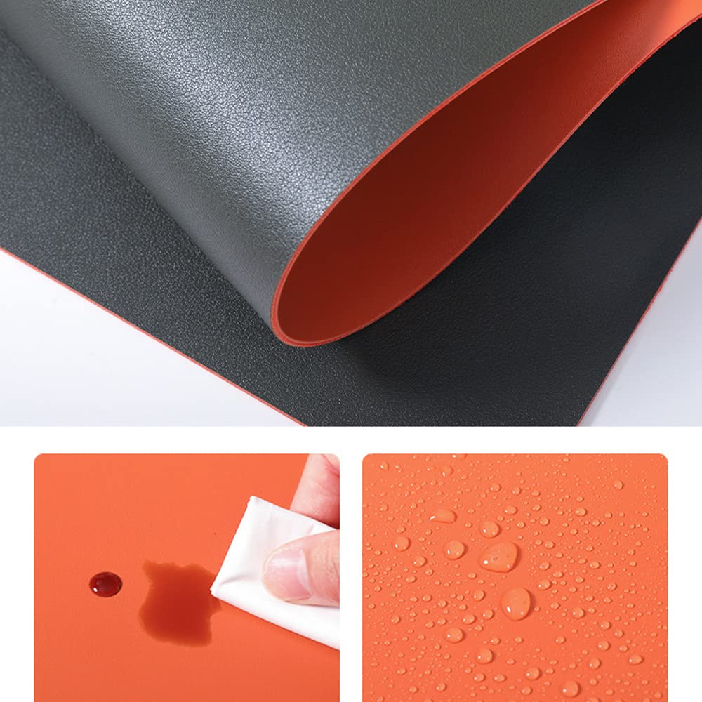Yanlu Multifunktionales Mauspad Wasserdichtes doppelseitiges PU-Leder Schreibtischunterlage Ultradünnes Mauspad Rutschfester Schreibtischschutz für Büro und Zuhause rot schwarz, 120 * 60 cm