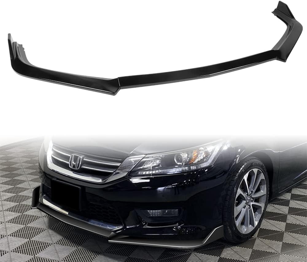 W-POWER, Front Bumper Lip fit for Compatible with 2013-2015 Honda Accord Sedan/4DR Only, Front Bumper Lip Spoiler Air Chin Body Kit Splitter ABS, 2014, STP-Style (Matt Black)