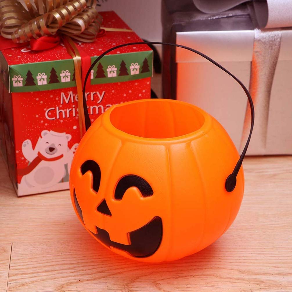 4 pcs Halloween Pumpkin Bucket Portable Trick Treat Candy Pail Holder Kids Halloween Party Favors 17 CM