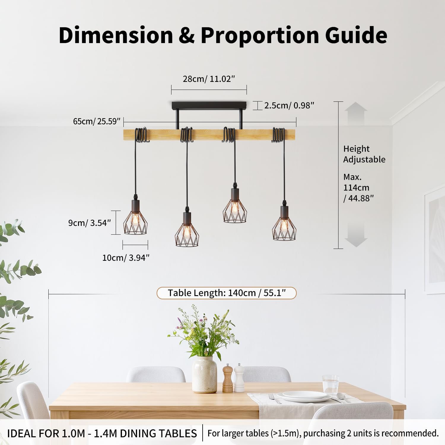 LVWIT Esstischlampe Hängend E14 Hängelampe Esszimmer 4 Flammig Schwarz, Küchenlampe Hängend, Hängeleuchte Balkenlampe für Esszimmer Küche Wohnzimmer Bar (ohne Glühbirne)