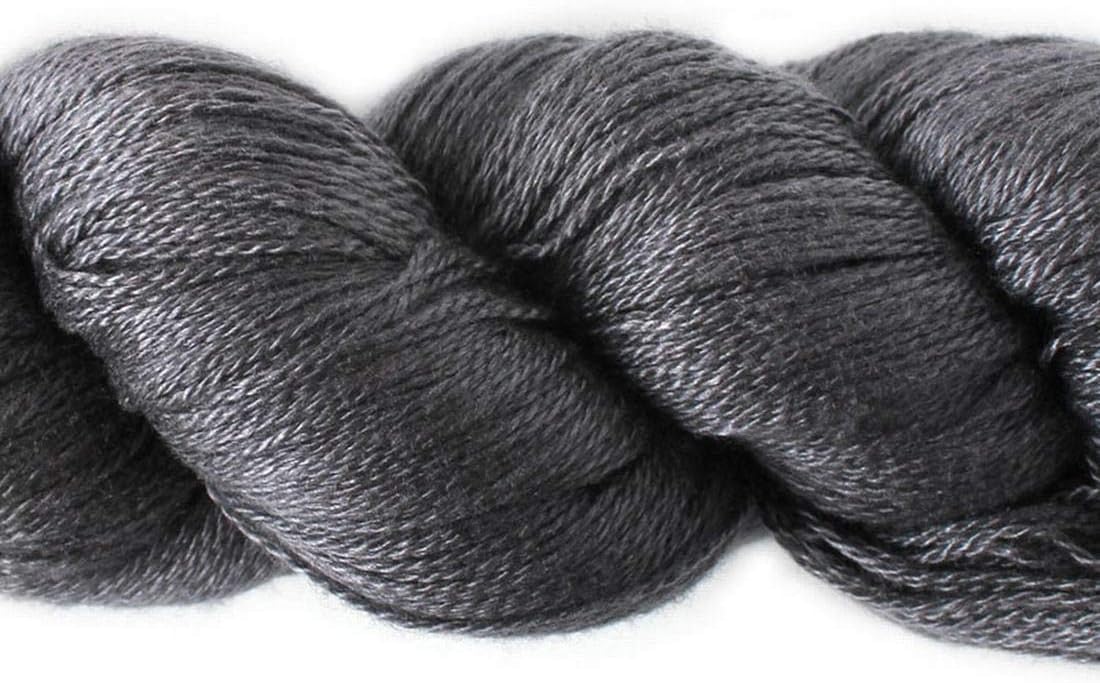 Lotus Yarns Silky Cashmere Fingering Weight Knitting Yarn Skein Shiny Soft and Breathable Crochet Yarn, Great for Shawl, Scarves, Top and Craft Projects (21-Dark Gray)