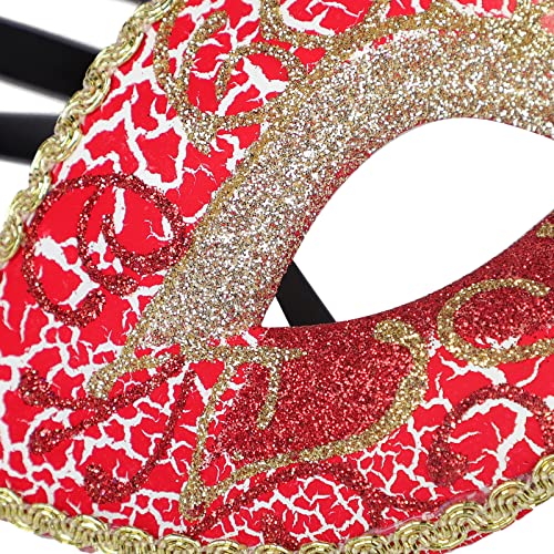 Ladies Sparkling Feather Mask Mysterious Venetian Mask Half Face Masked Ball Masks for Women COS Eye Masks with Flower Decor for Halloween Carnival Costume Theme Fancy Dress Prom Dance Christmas Party - Image 4