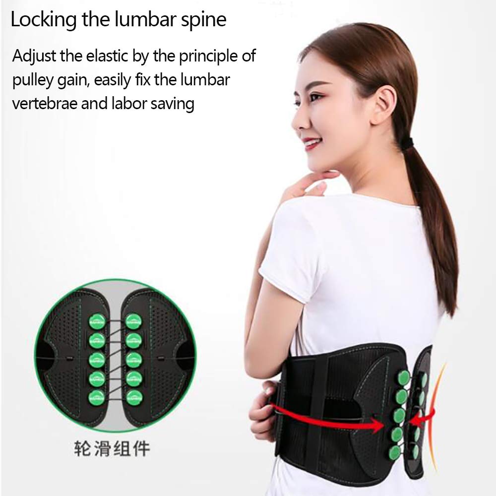 Faja Lumbar Fitness - Soporte Lumbar con Correas de tracción de compresión Fuerte de Doble Banda - para el Alivio del Dolor Lumbar - Tracción de polea,S
