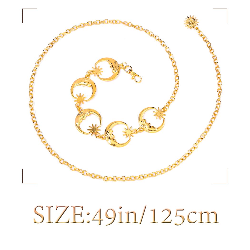 Navoky Moon Star Metal Waist Chain Sun Pendant Belly Belt Body Chains Jewelry Accessories for Women and Girls