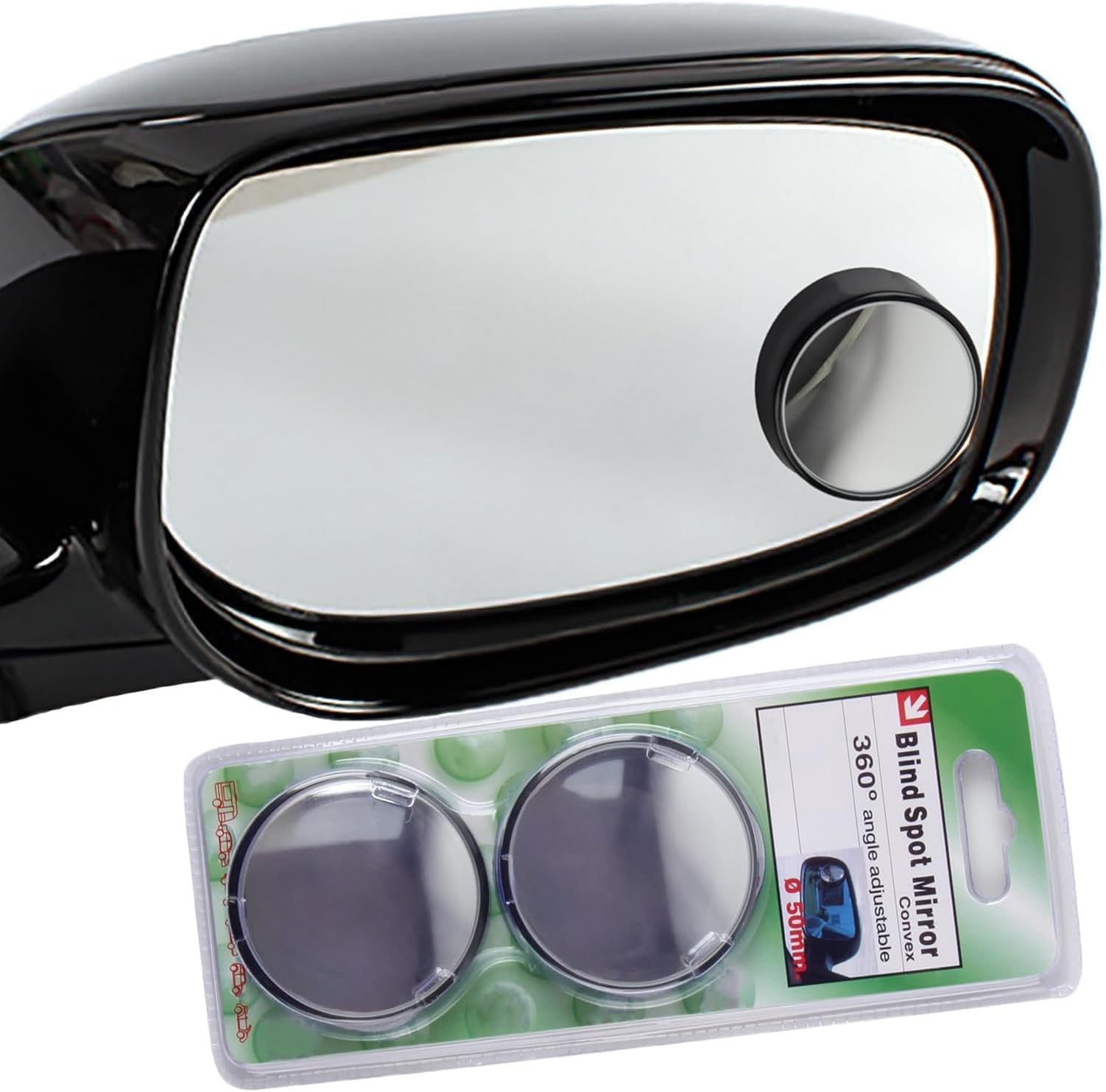 – KEWAYO 2Pcs blind spot mirrors for cars, Small Round Convex Adjustable 360°Rotate Wide Angle Car Rear View Mirror for All Universal Vehicles Car Fit Stick-on Desig